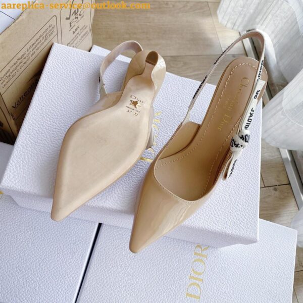 Replica Dior J'Adior Slingback Pumps 100mm In Nude Patent Calfskin 11