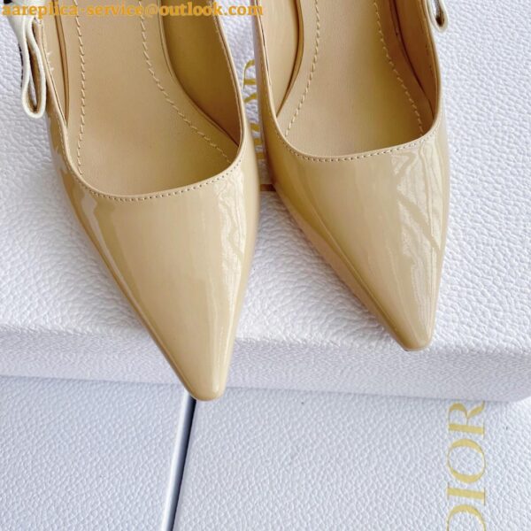 Replica Dior J'Adior Slingback Pumps 100mm In Nude Patent Calfskin 12