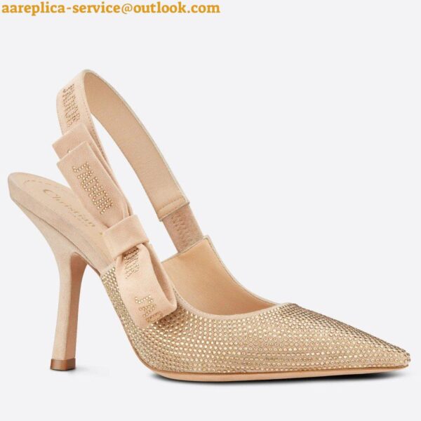 Replica Dior J'Adior Slingback Pumps 100mm In Nude Suede With Strass 3