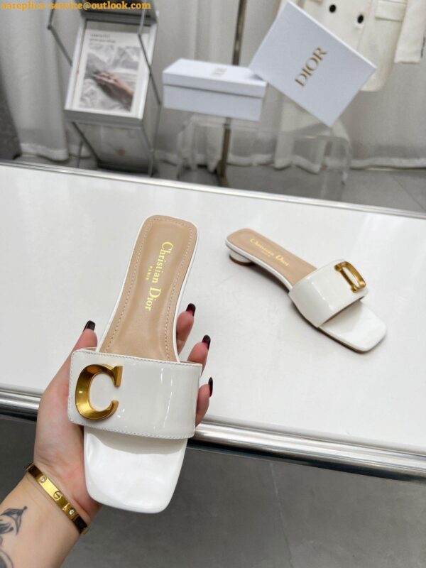 Replica Dior C'est Slides in White Patent Calfskin 6