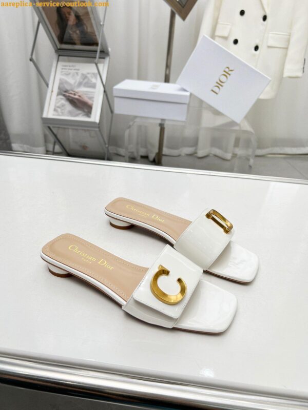 Replica Dior C'est Slides in White Patent Calfskin 7