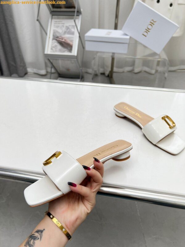 Replica Dior C'est Slides in White Patent Calfskin 8