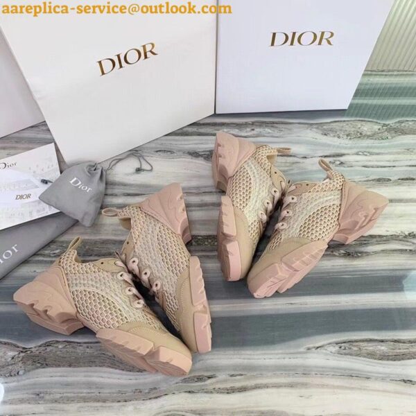 Replica Dior D-Connect Sneakers In Nude Mesh 5