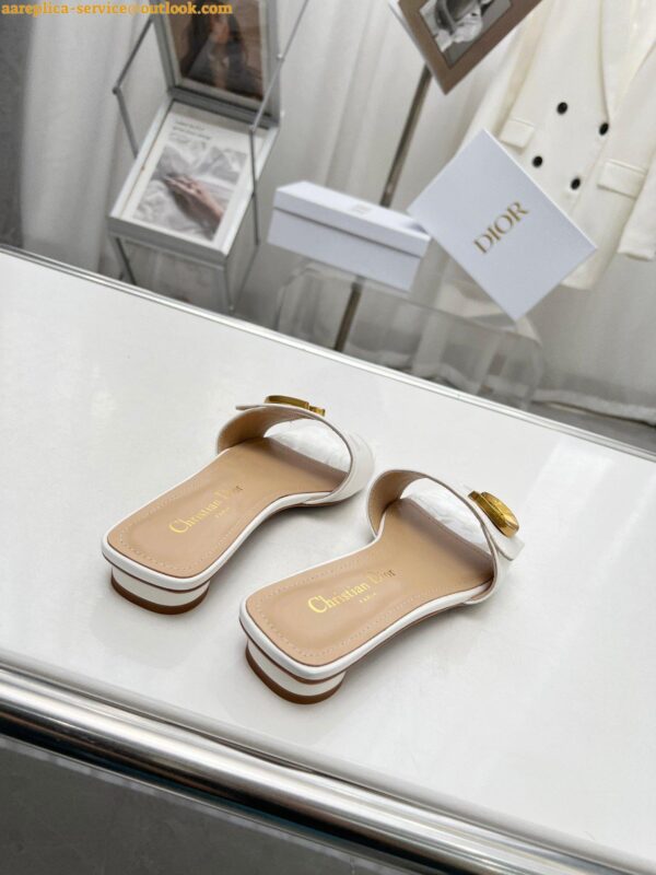 Replica Dior C'est Slides in White Patent Calfskin 9