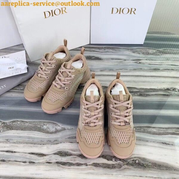 Replica Dior D-Connect Sneakers In Nude Mesh 7