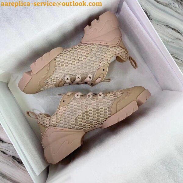 Replica Dior D-Connect Sneakers In Nude Mesh 9