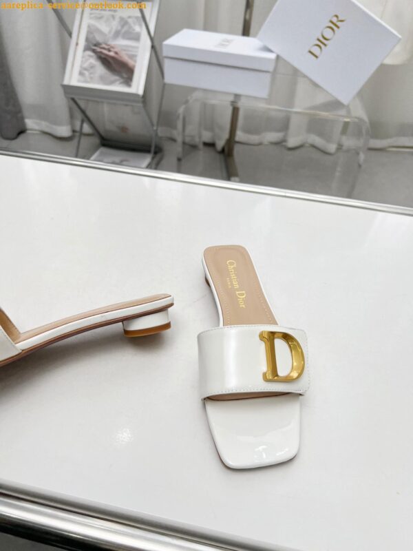 Replica Dior C'est Slides in White Patent Calfskin 11