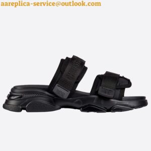 Replica Dior D-Wander Slides In Black Camouflage Fabric