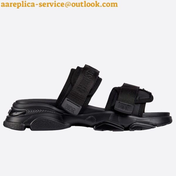 Replica Dior D-Wander Slides In Black Camouflage Fabric 3