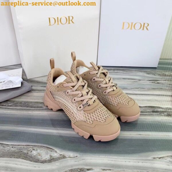 Replica Dior D-Connect Sneakers In Nude Mesh 10