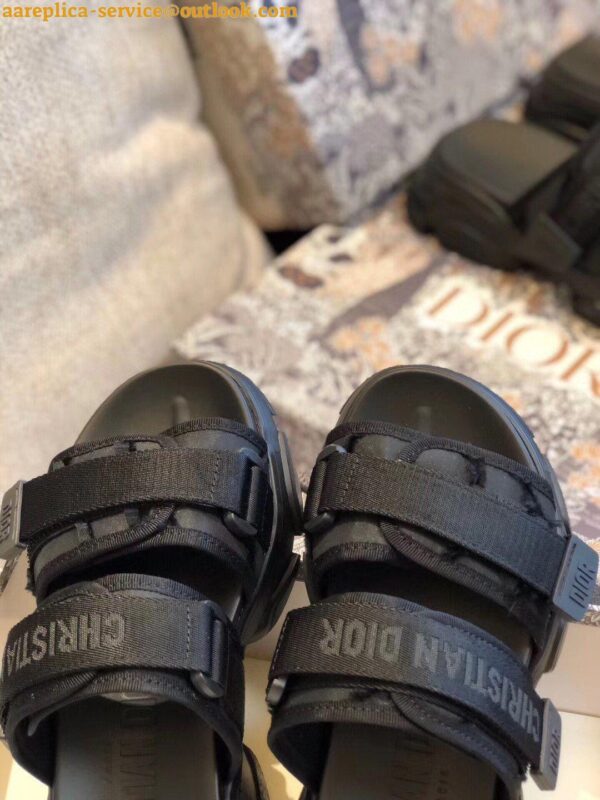 Replica Dior D-Wander Slides In Black Camouflage Fabric 5