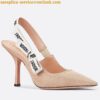 Replica Dior J'Adior Slingback Pumps 100mm In Nude Suede With Strass