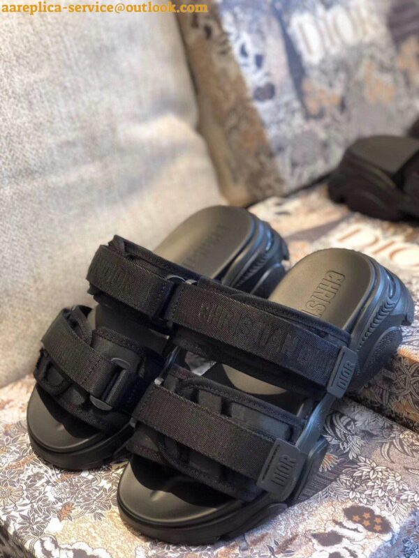 Replica Dior D-Wander Slides In Black Camouflage Fabric 11