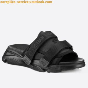 Replica Dior D-Wander Slides In Black Camouflage Technical Fabric