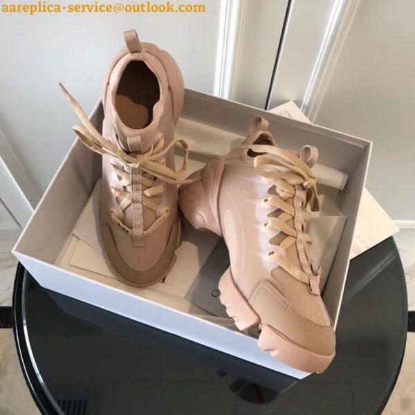 Replica Dior D-Connect Sneakers In Nude Technical Fabric 9