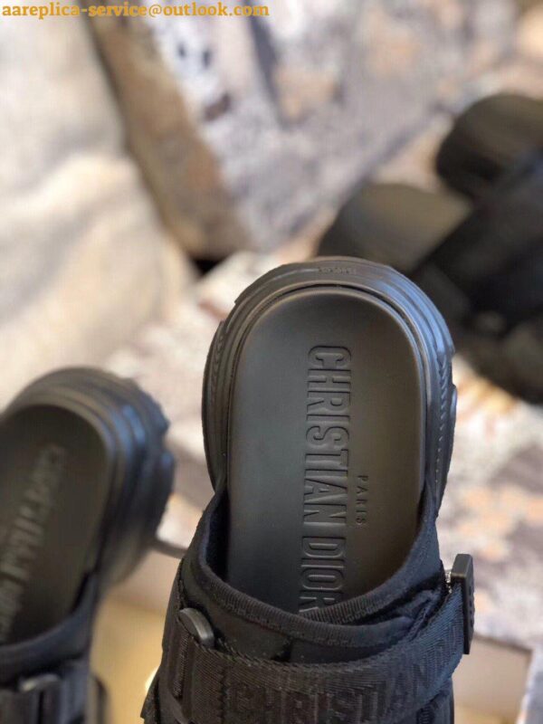 Replica Dior D-Wander Slides In Black Camouflage Technical Fabric 5