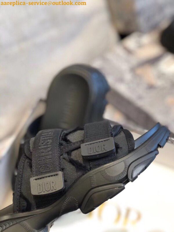 Replica Dior D-Wander Slides In Black Camouflage Technical Fabric 7