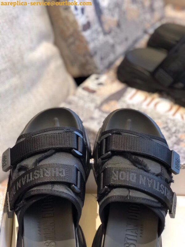 Replica Dior D-Wander Slides In Black Camouflage Technical Fabric 8