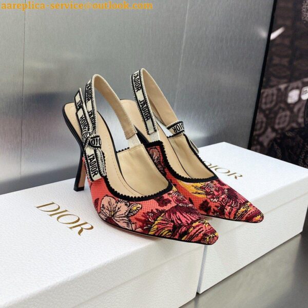 Replica Dior J'Adior Slingback Pumps 100mm In Pink Toile de Jouy Voyage 6