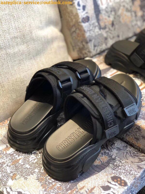 Replica Dior D-Wander Slides In Black Camouflage Technical Fabric 9