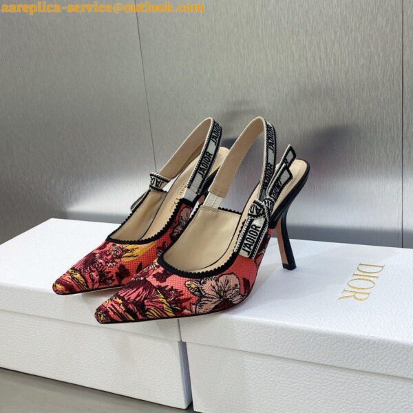 Replica Dior J'Adior Slingback Pumps 100mm In Pink Toile de Jouy Voyage 7