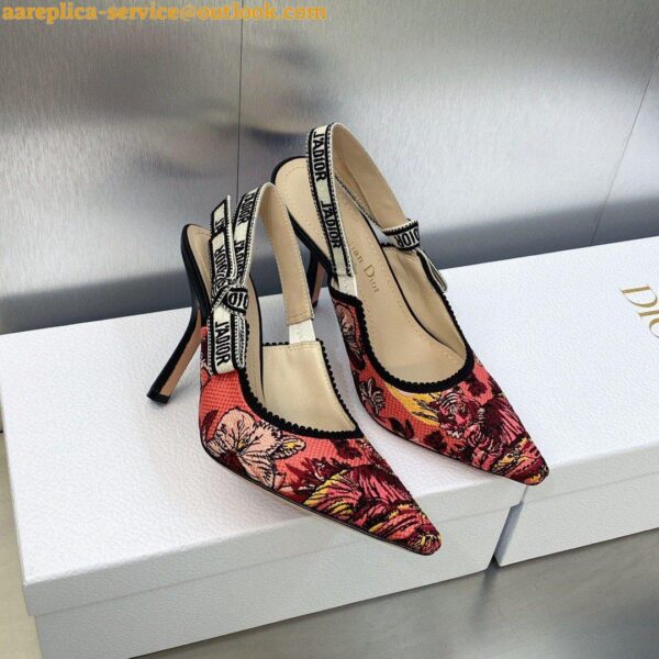 Replica Dior J'Adior Slingback Pumps 100mm In Pink Toile de Jouy Voyage 6