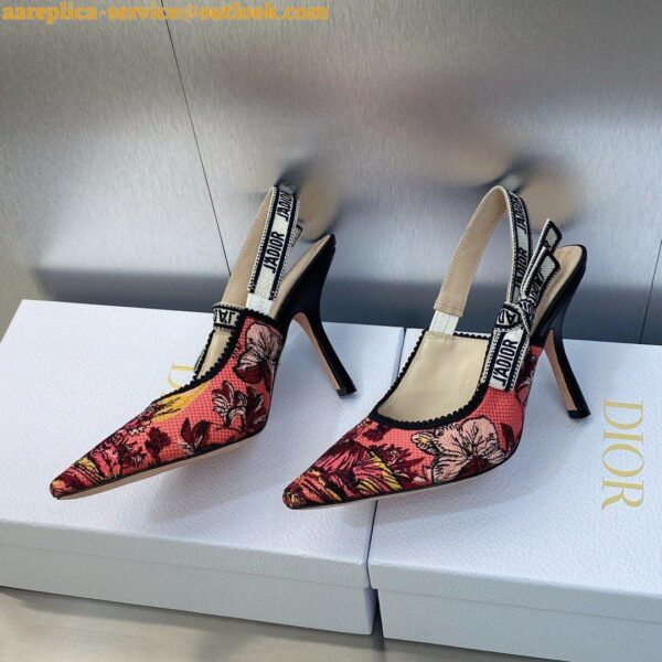 Replica Dior J'Adior Slingback Pumps 100mm In Pink Toile de Jouy Voyage 9