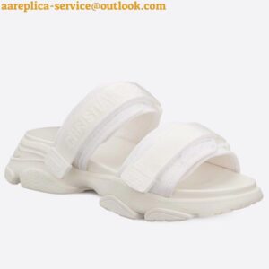 Replica Dior D-Wander Slides In White Camouflage Fabric