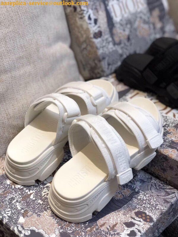 Replica Dior D-Wander Slides In White Camouflage Fabric 6