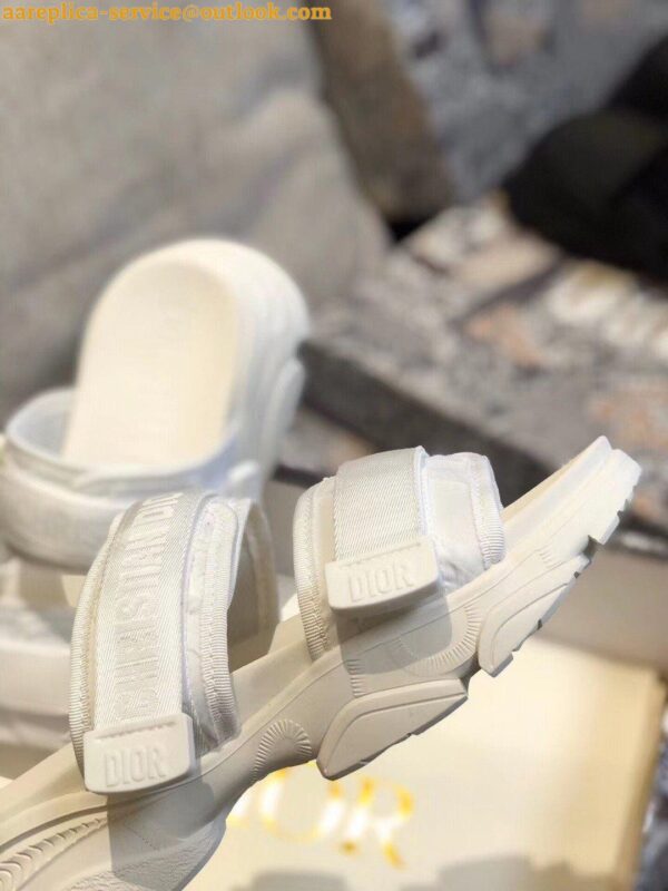 Replica Dior D-Wander Slides In White Camouflage Fabric 7