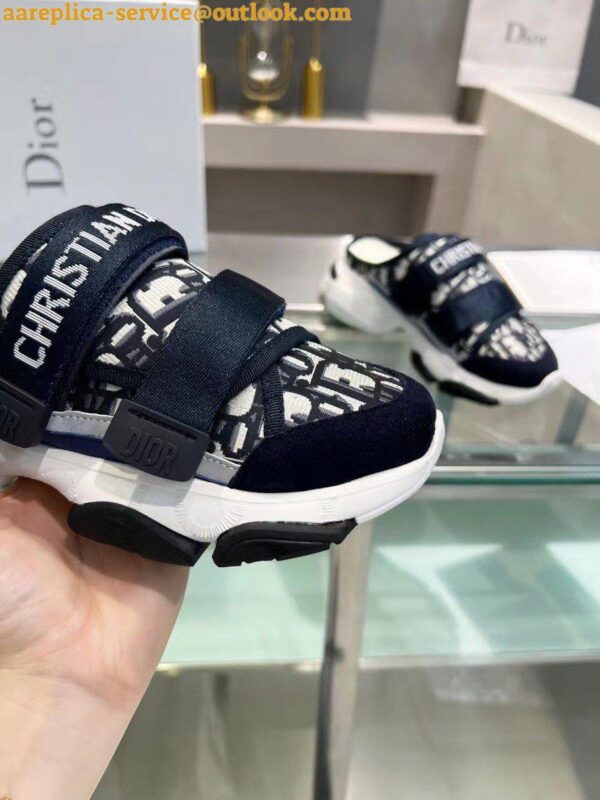 Replica Dior D-Wander Open Back Sneakers In Blue Oblique Fabric 3