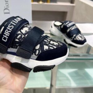 Replica Dior D-Wander Open Back Sneakers In Blue Oblique Fabric 2