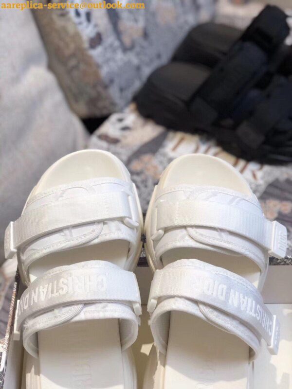 Replica Dior D-Wander Slides In White Camouflage Fabric 8