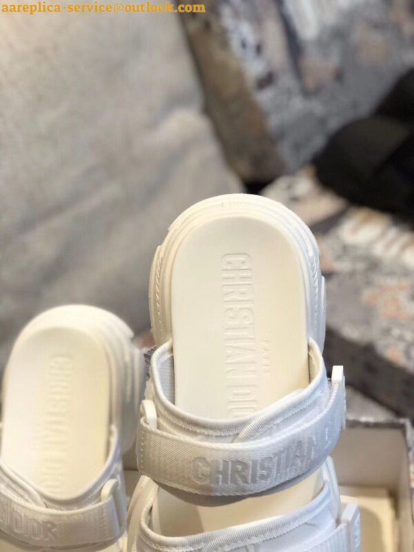 Replica Dior D-Wander Slides In White Camouflage Fabric 9