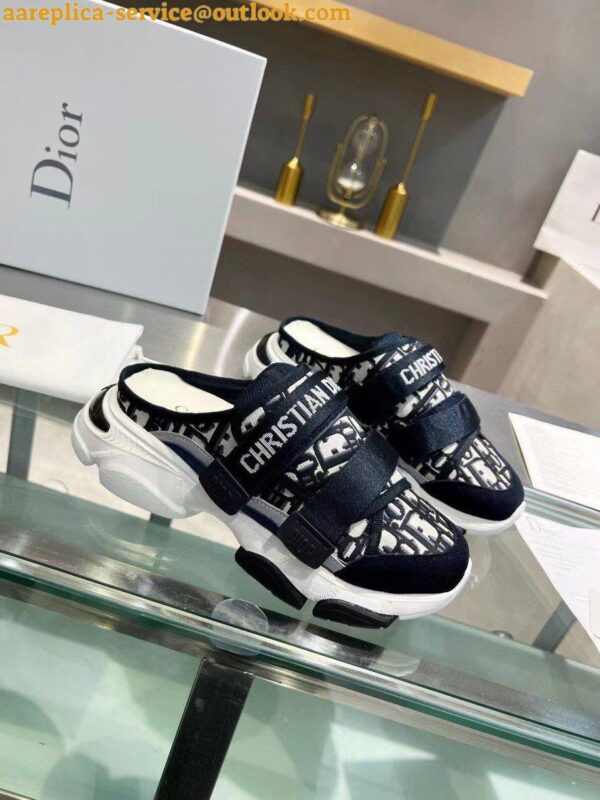 Replica Dior D-Wander Open Back Sneakers In Blue Oblique Fabric 5