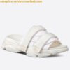 Replica Dior D-Wander Slides In White Camouflage Fabric