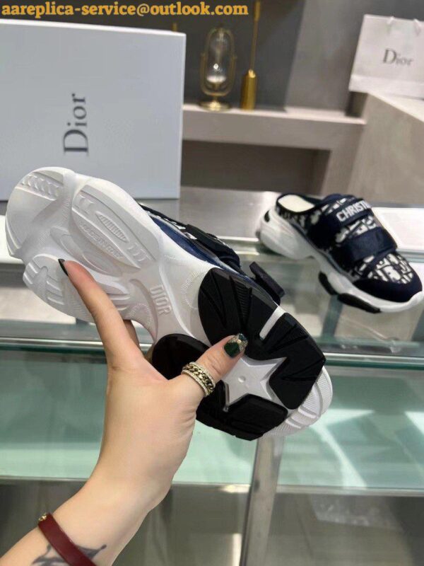 Replica Dior D-Wander Open Back Sneakers In Blue Oblique Fabric 10