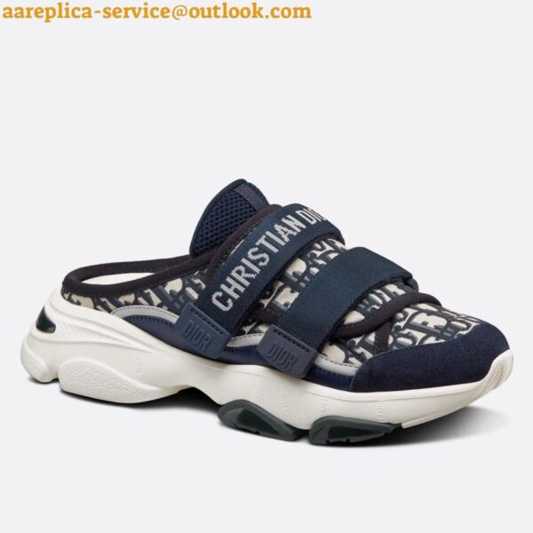 Replica Dior D-Wander Open Back Sneakers In Blue Oblique Fabric 11