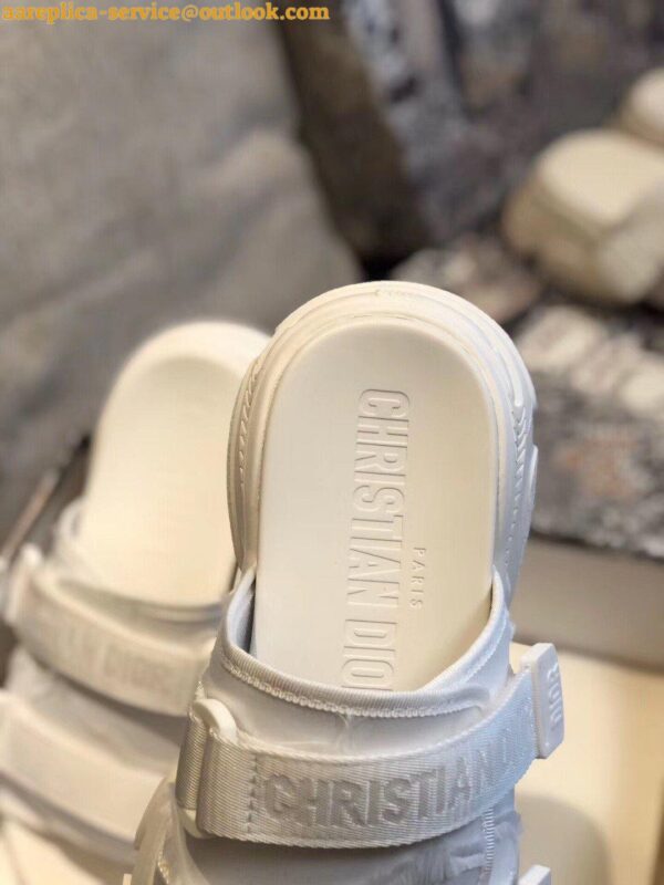 Replica Dior D-Wander Slides In White Camouflage Technical Fabric 3