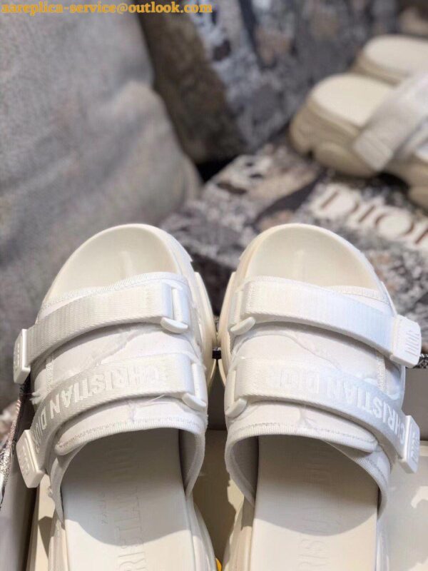 Replica Dior D-Wander Slides In White Camouflage Technical Fabric 4