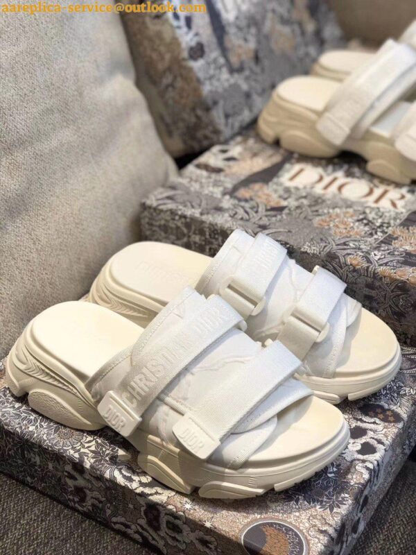 Replica Dior D-Wander Slides In White Camouflage Technical Fabric 8