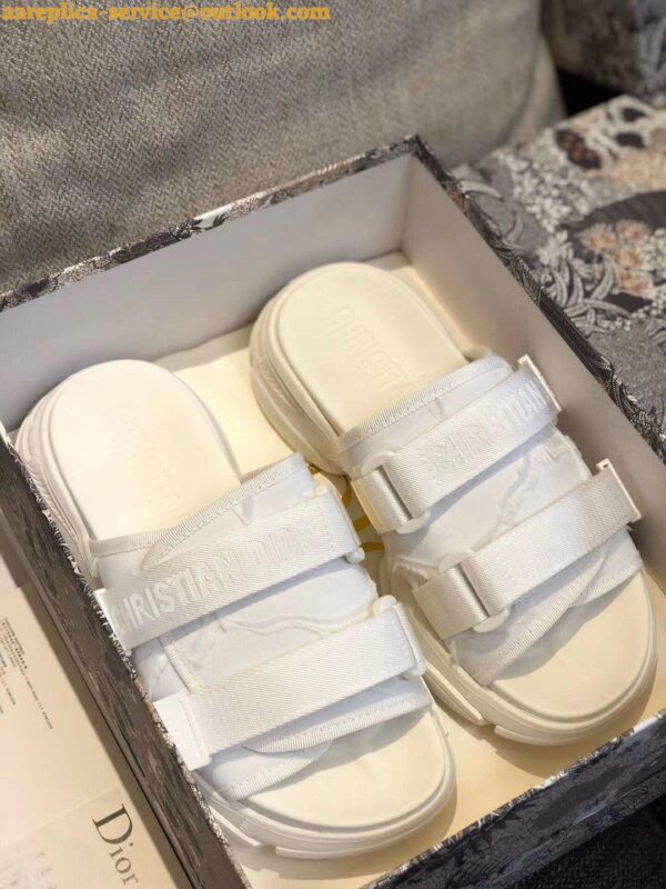 Replica Dior D-Wander Slides In White Camouflage Technical Fabric 7