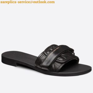 Replica Dior Dio(r)evolution Slide Sandals In Black Calfskin