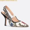 Replica Dior J'Adior Slingback Pumps 100mm In White Macrame Cotton