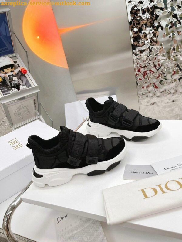 Replica Dior D-Wander Sneakers In Black Camouflage Technical Fabric 7