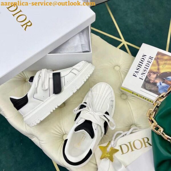 Replica Dior Dior-ID Sneakers In White Leather with Black Strap 3