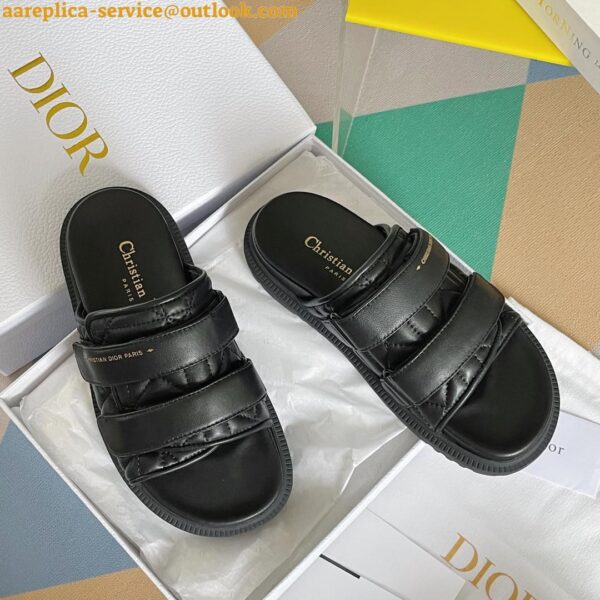 Replica DIor Dio(r)evolution Slides Sandals In Black Cannage Calfskin 6