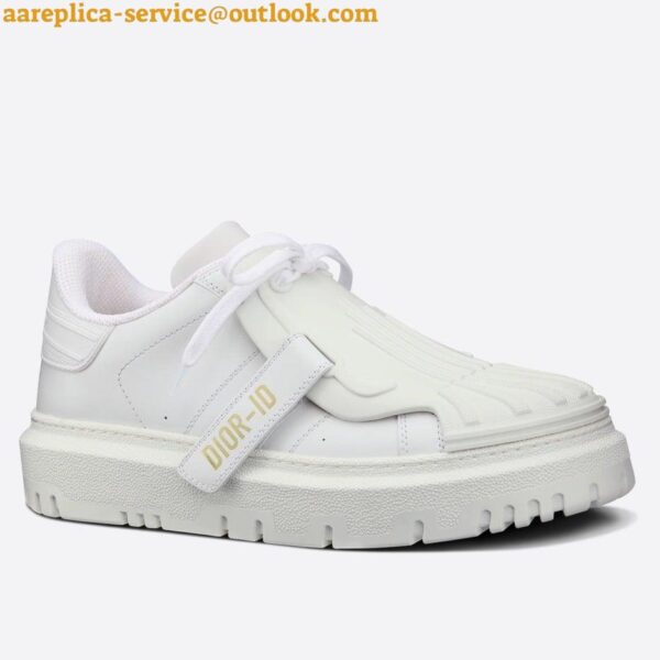 Replica Dior Dior-ID Sneakers In White Leather with Black Strap 4