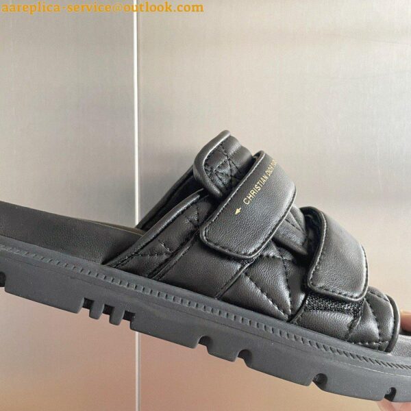 Replica DIor Dio(r)evolution Slides Sandals In Black Cannage Calfskin 7