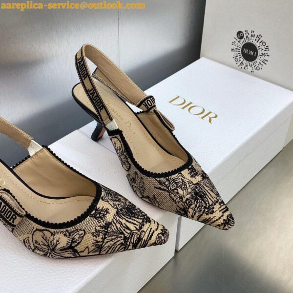 Replica Dior J'Adior Slingback Pumps 65mm In Beige Toile de Jouy Voyage Motif 6